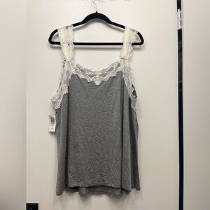 NEW Torrid Super Soft Lace-Trim Gray Camisole Tank Top 2x